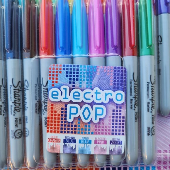 New SHARPIE Electro Pop Permanent Markers Fine Point Assorted Colors 24 Count Li - Picture 13 of 16
